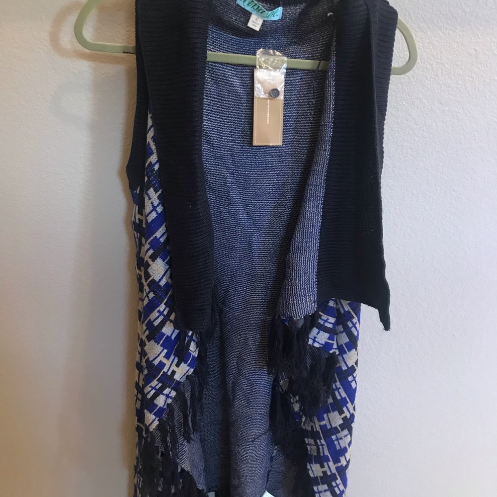 New Cool Plaid Sweater Vest SzL